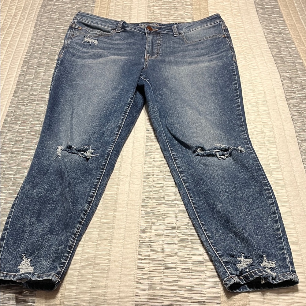 Maurices Blue Distressed Boyfriend Jeans